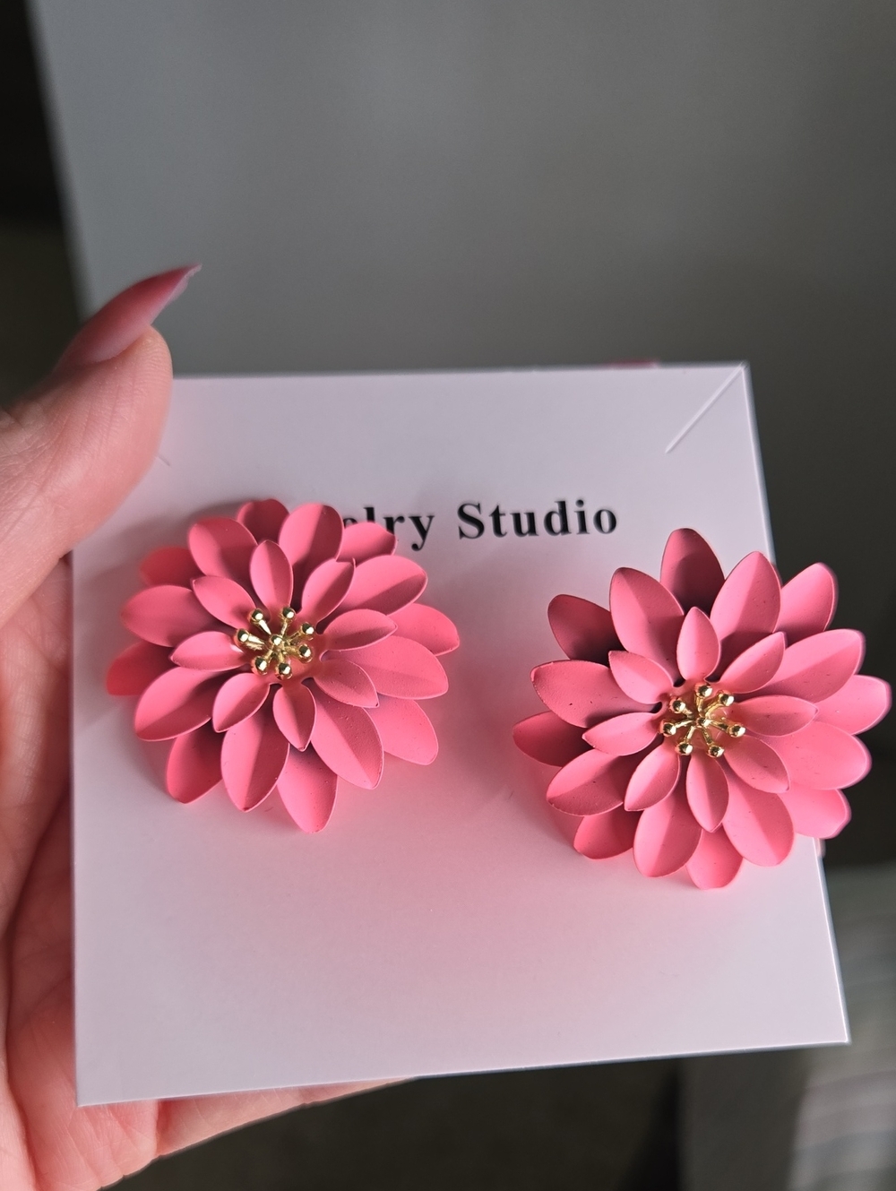 Pink Floral Statement Earrings